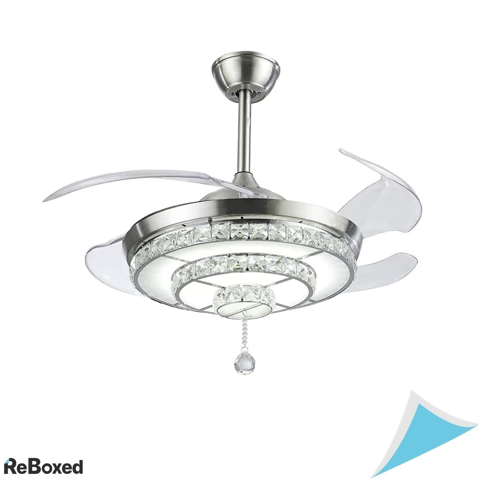 Moerun Candelabru LED cu Ventilator 106cm si Cristale K9 Telecomanda
