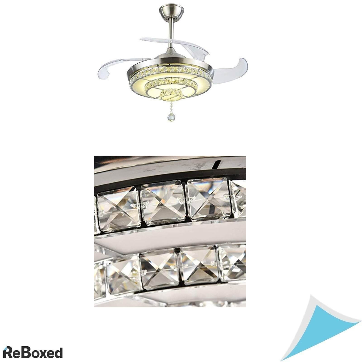 Moerun Candelabru LED cu Ventilator 106cm si Cristale K9 Telecomanda