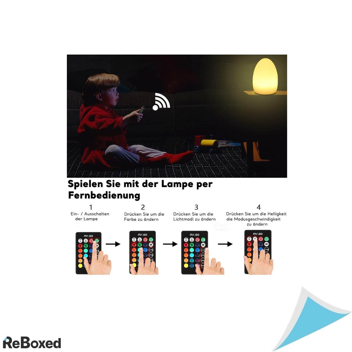 Mr.Go Lampa RGB LED cu forma de Ou 22cm si Telecomanda