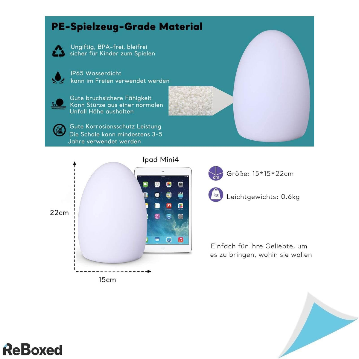 Mr.Go Lampa RGB LED cu forma de Ou 22cm si Telecomanda