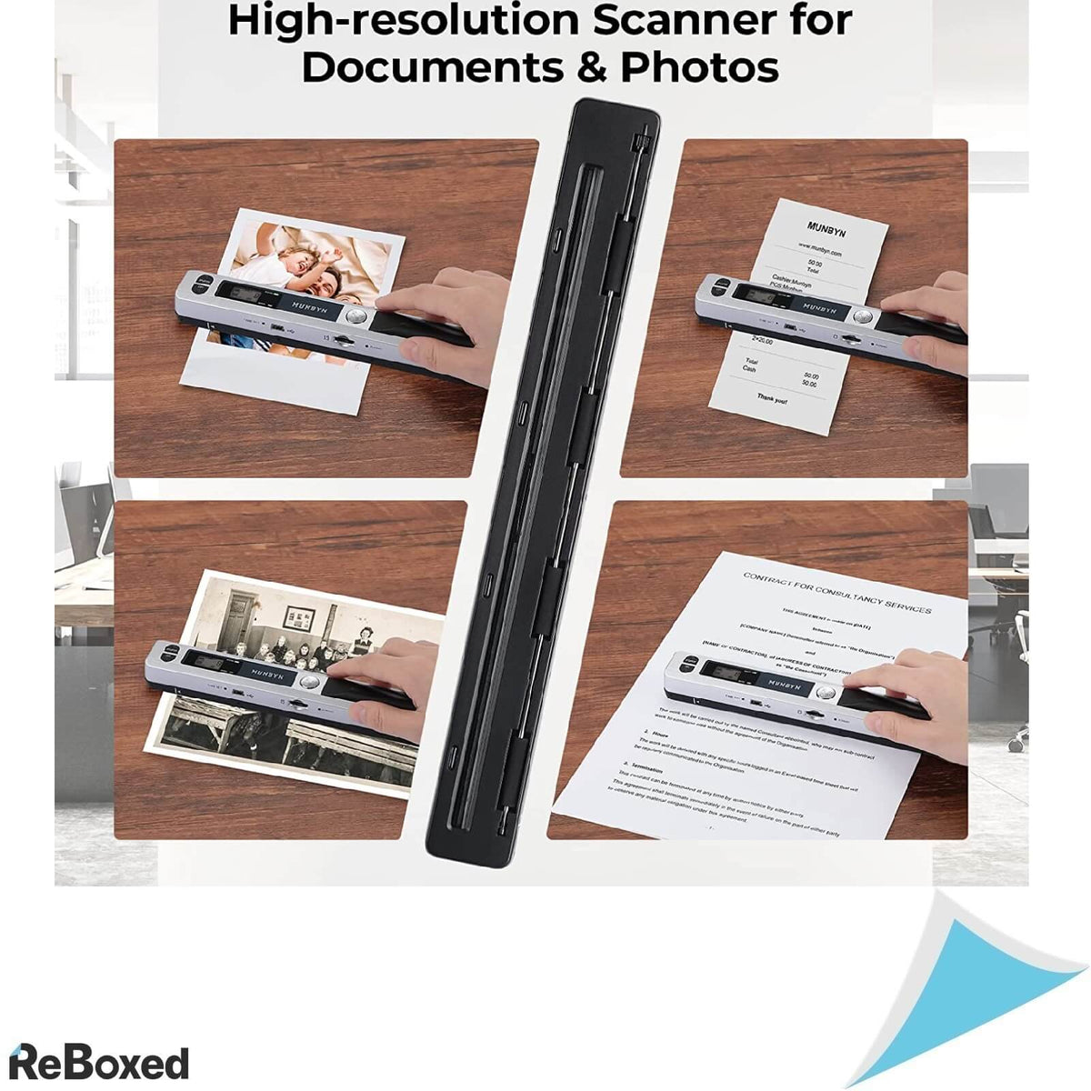 Munbyn Scanner A4 Portabil de Mana Color 900dpi si card SD
