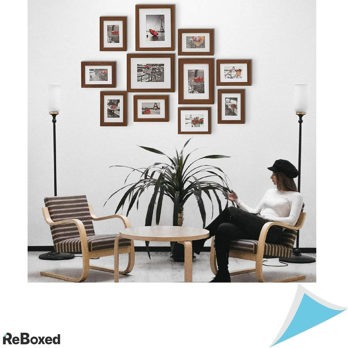 MuziLife Set 11 Rame Foto Perete 12x17cm 19x24cm MDF Maro