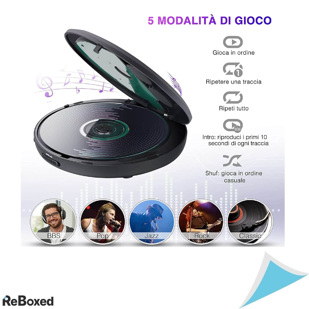 NaviskAuto CD Player MP3 Portabil Antisoc Extra Bass cu Difuzoare