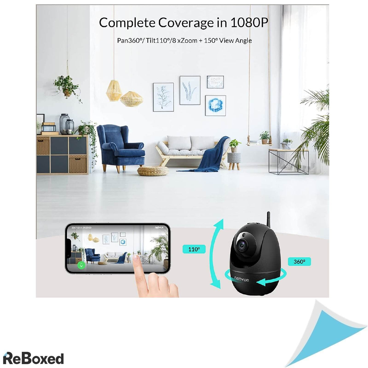 Netvue Camera WiFi de Supraveghere Interior 360 grade 1080p