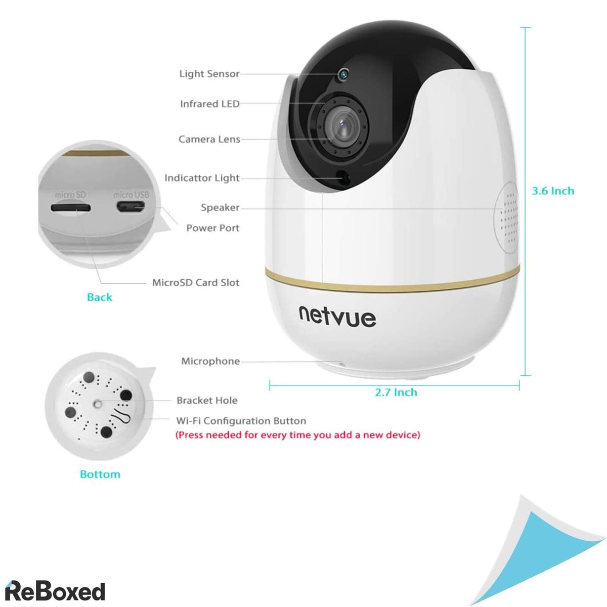 NetVue OrbCam WiFi Camera de Supraveghere FullHD White