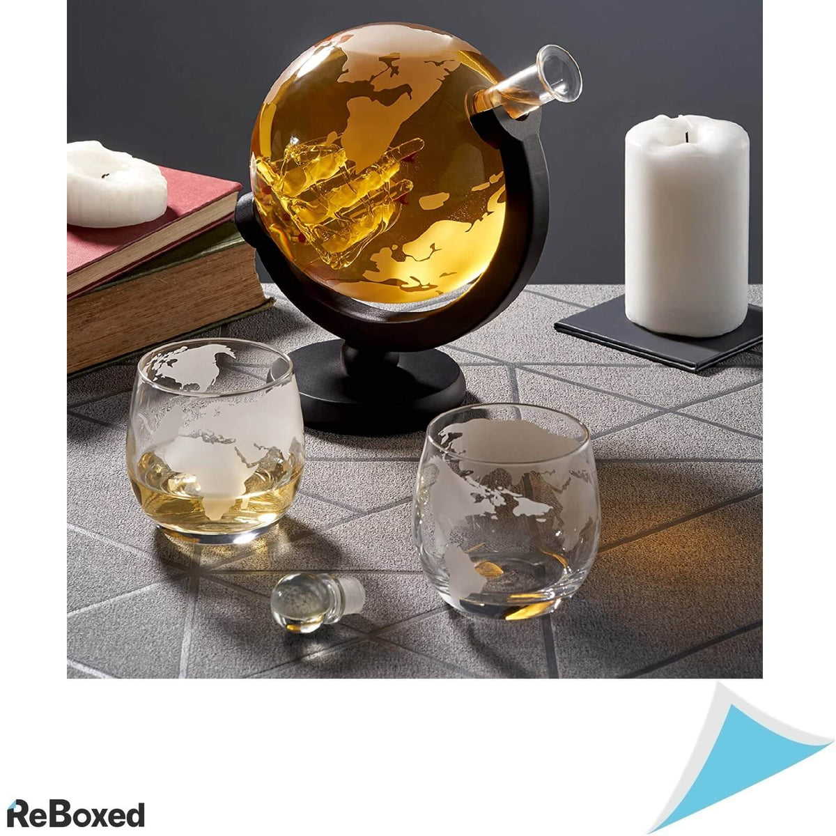 Oak &amp; Steel England Set Decantor Whisky si Cuburi