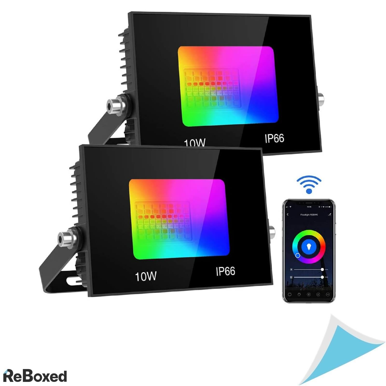 Olafus Set 2x10W Proiectoare RGB Smart IP66 Alexa Aplicatie