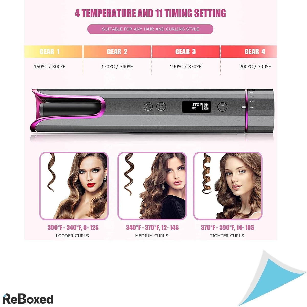 Ondulator Automat Ceramic Portabil cu incarcare USB si LCD