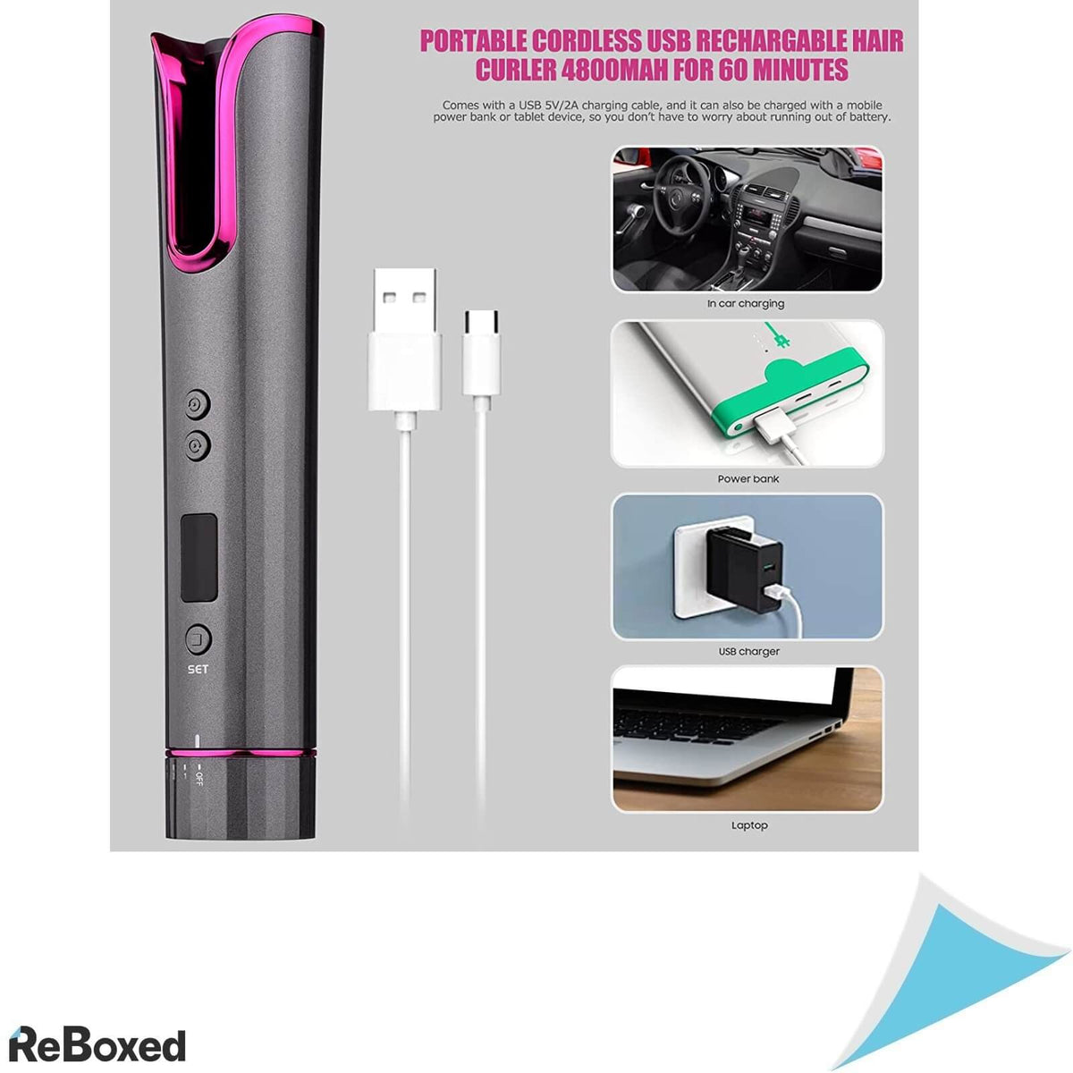 Ondulator Automat Ceramic Portabil cu incarcare USB si LCD