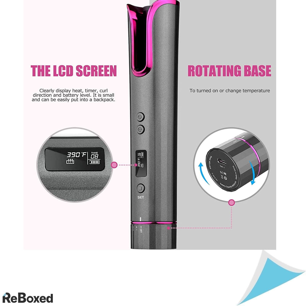 Ondulator Automat Ceramic Portabil cu incarcare USB si LCD