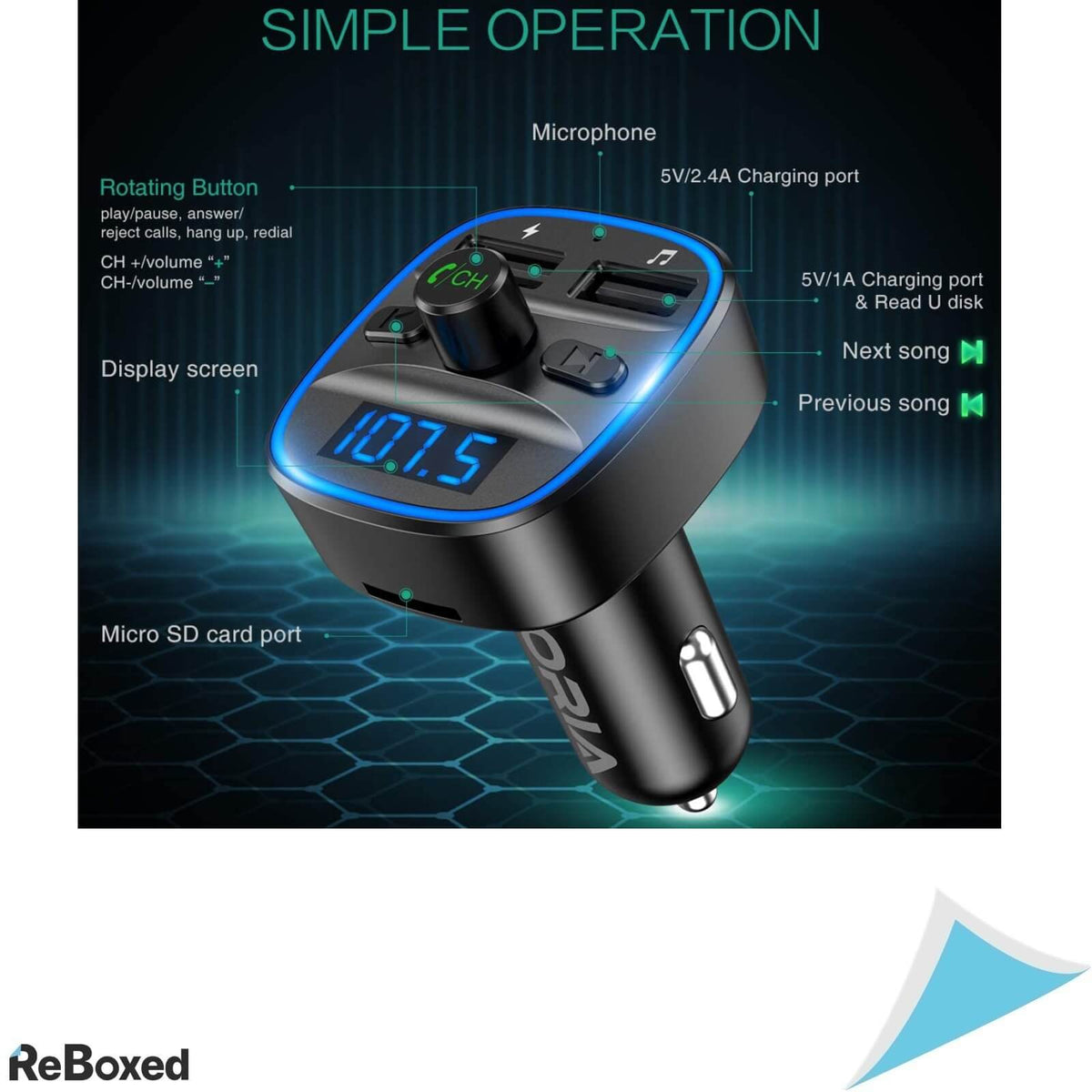 Oria T25 Modulator FM Transmitter Handsfree Card Reader Charger