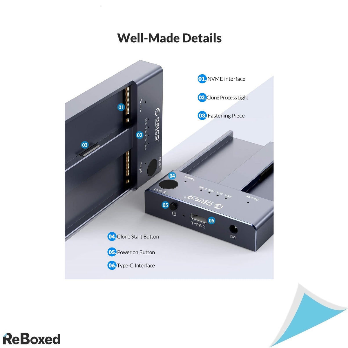 Orico Docking si Statie Clonare SSD M.2 NVME 10Gbit/s M2P2