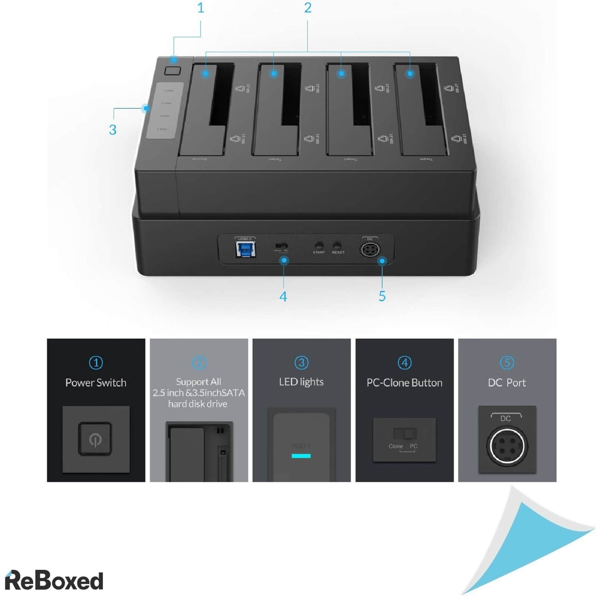 ORICO Docking si Statie Clonare SSD si HDD SATA Offline USB 3.0 4Bay