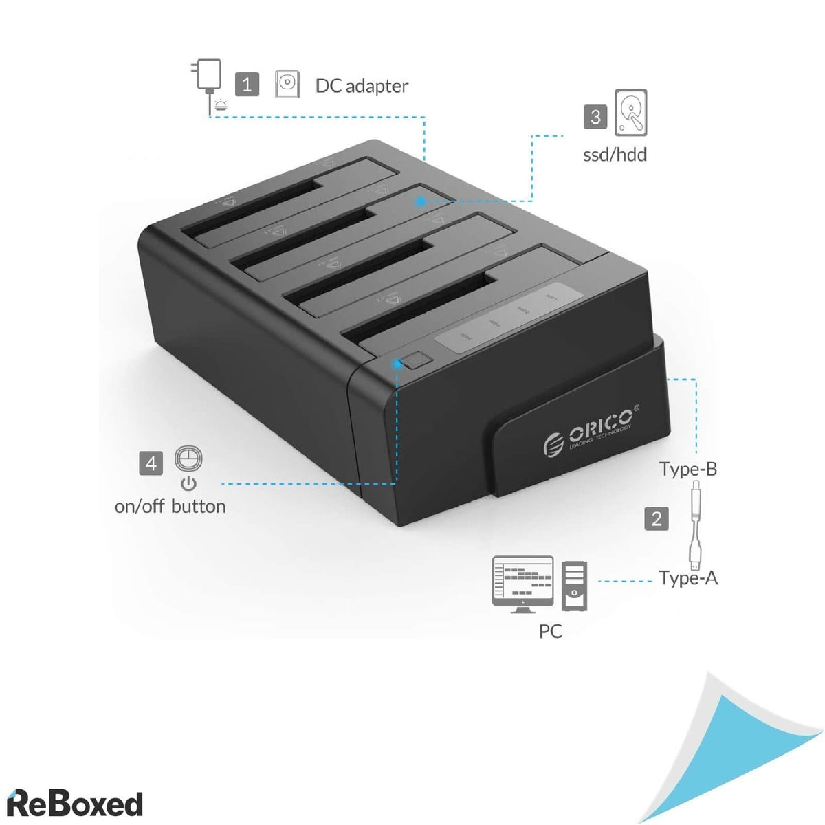 ORICO Docking si Statie Clonare SSD si HDD SATA Offline USB 3.0 4Bay
