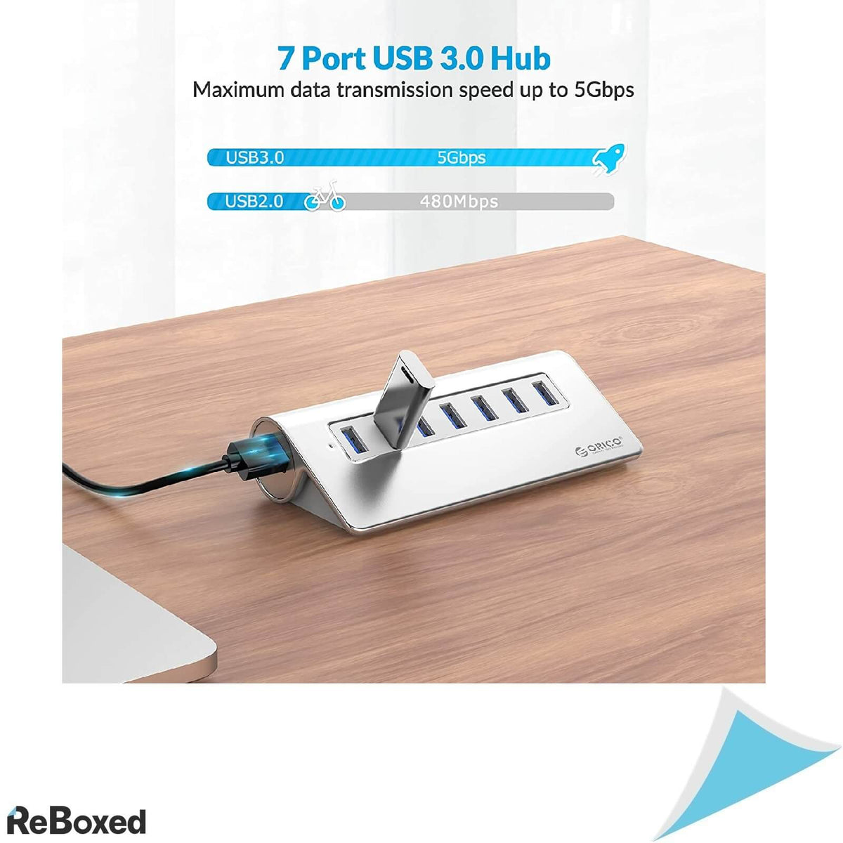Orico Hub USB Aluminiu 7 Porturi 3.0 cu Alimentator 220V