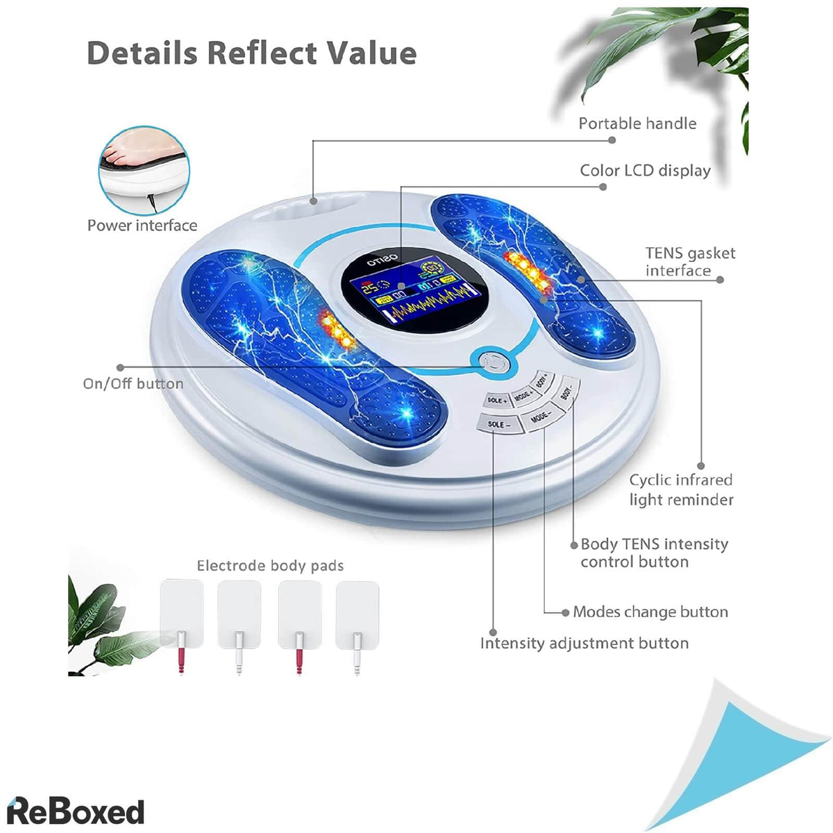 Osito Aparat EMS TENS Shiatsu Electrostimulare Picioare 4 Electrozi