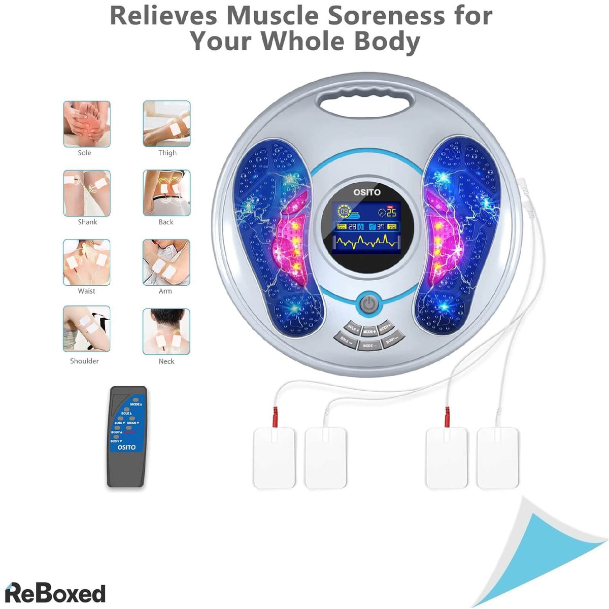 Osito Aparat EMS TENS Shiatsu Electrostimulare Picioare 4 Electrozi