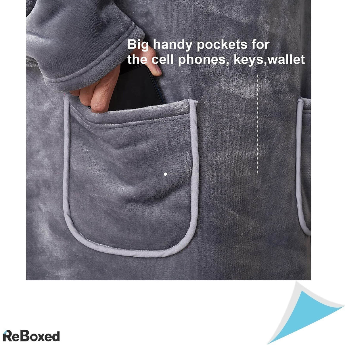 Patura Sherpa Fleece cu Gluga si Maneci largi 95x85 cm