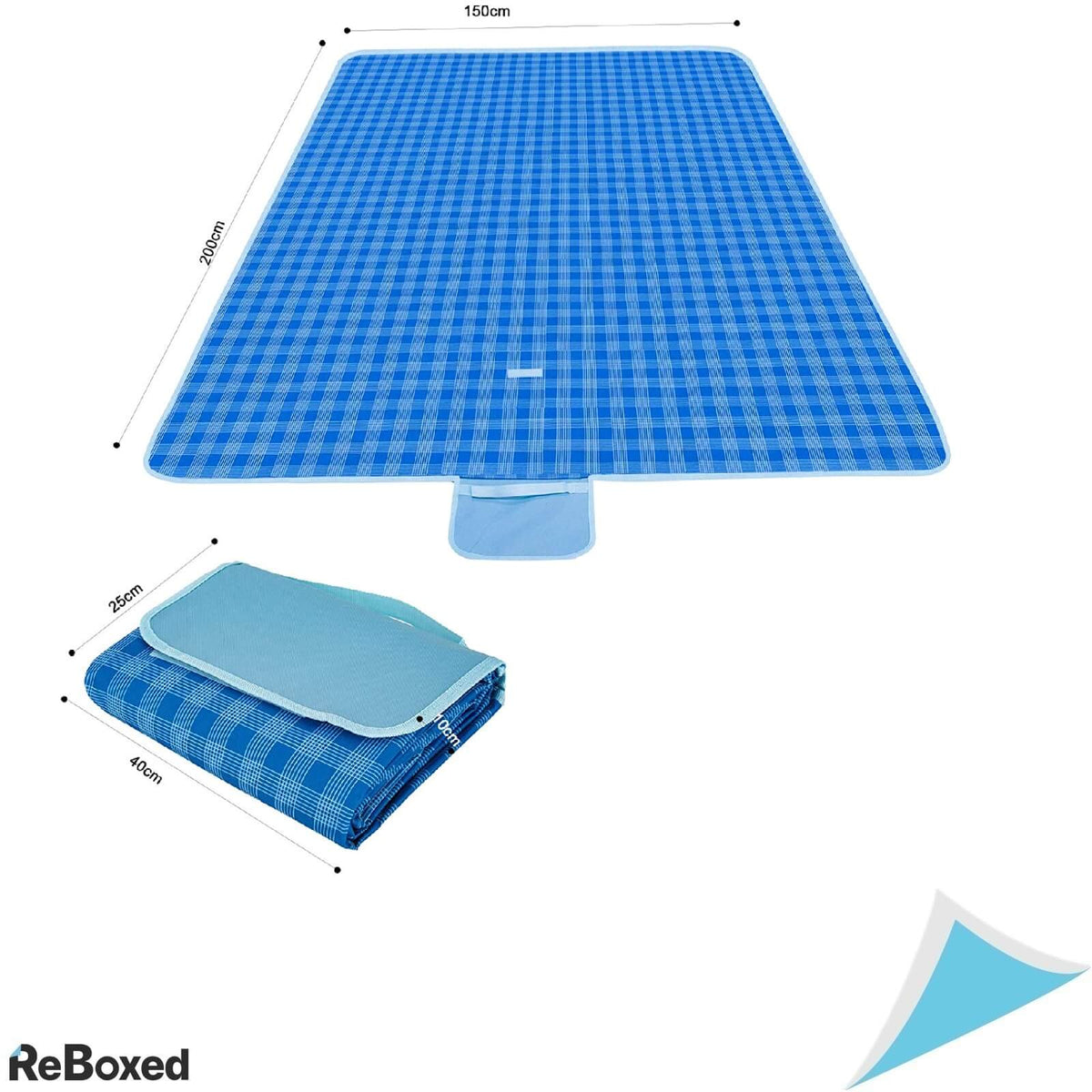 Patura Picnic Impermeabila 200x150 cu Maner Albastra