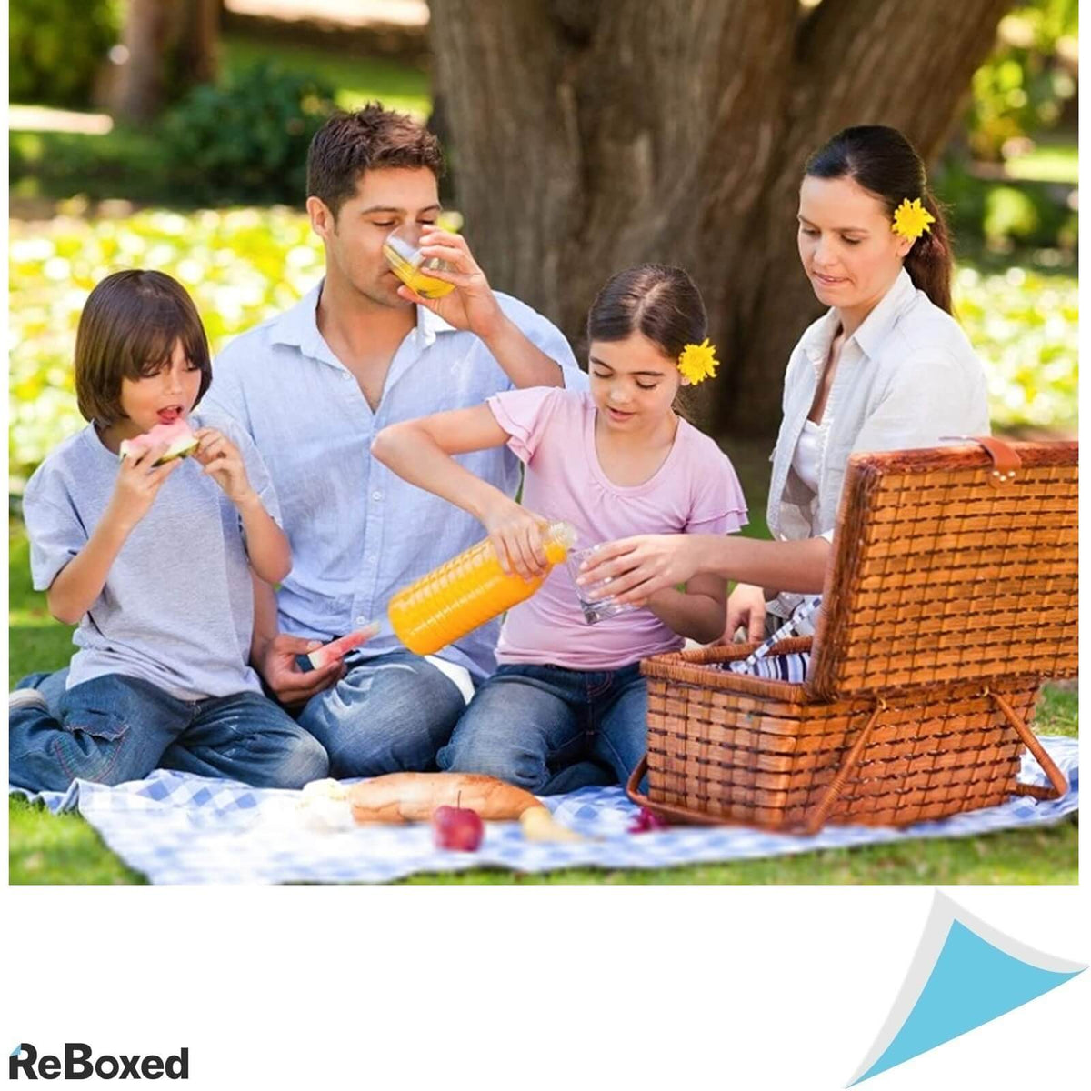 Patura Picnic Impermeabila 200x150 cu Maner Albastra