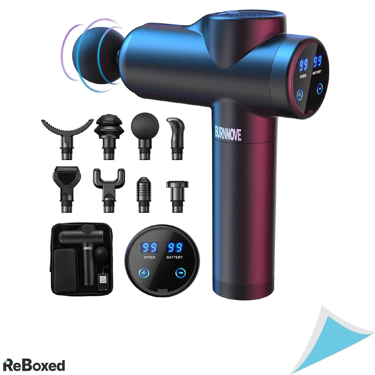 BurnNove Pistol de Vibromasaj Profesional 99 viteze 8 capete