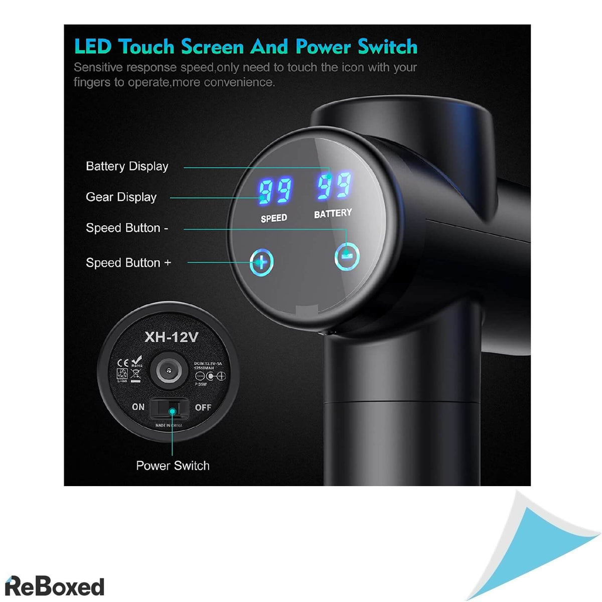 BurnNove Pistol de Vibromasaj Profesional 99 viteze 8 capete