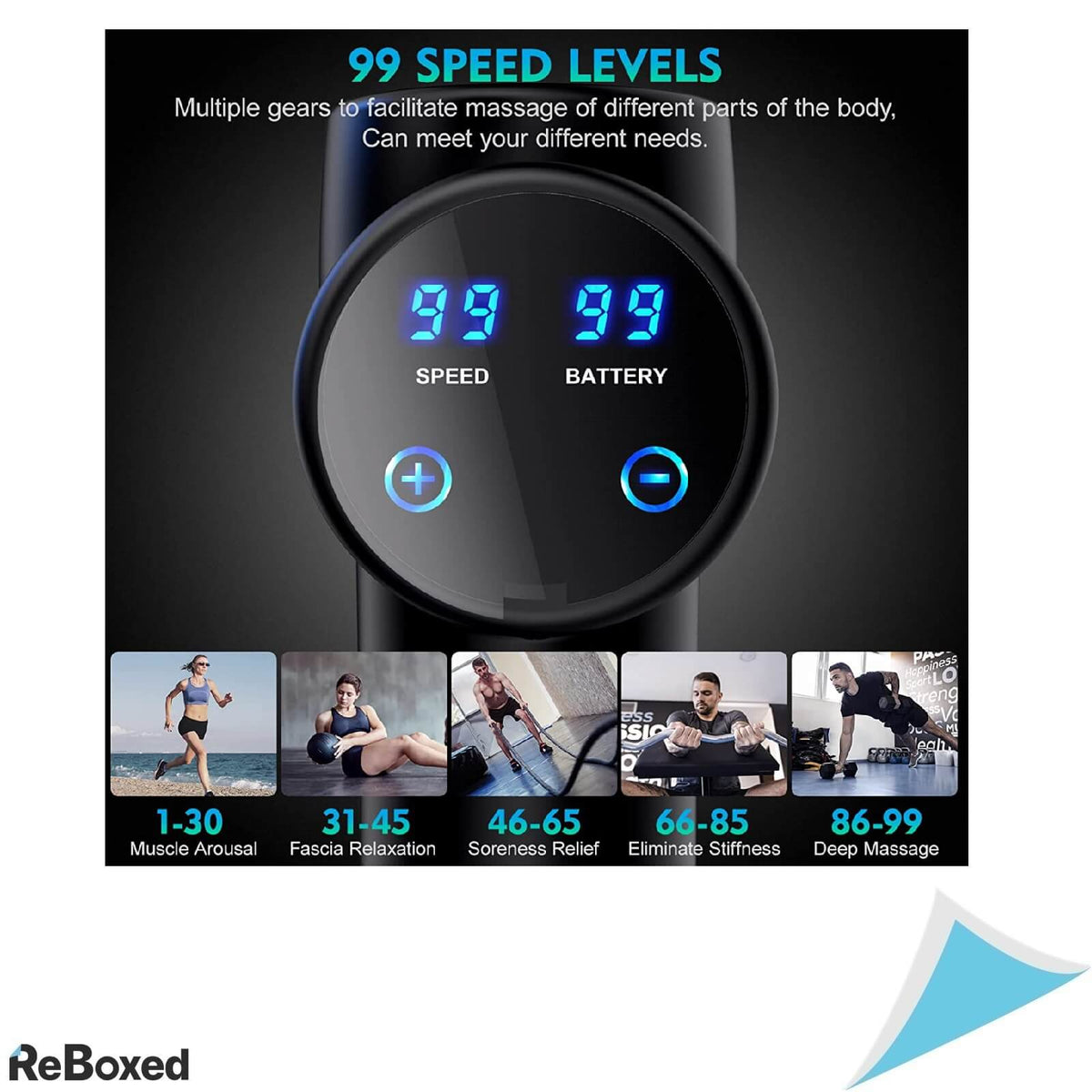 BurnNove Pistol de Vibromasaj Profesional 99 viteze 8 capete