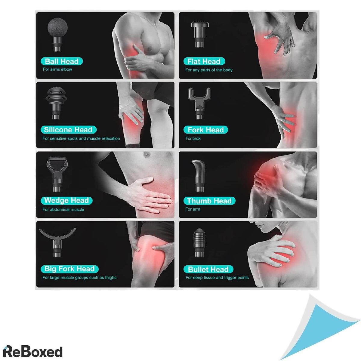 BurnNove Pistol de Vibromasaj Profesional 99 viteze 8 capete