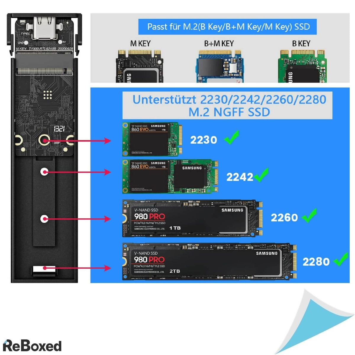 Carcasa Rack USB-C Adaptor USB 3.1 Gen2 SSD M.2 NVME SATA