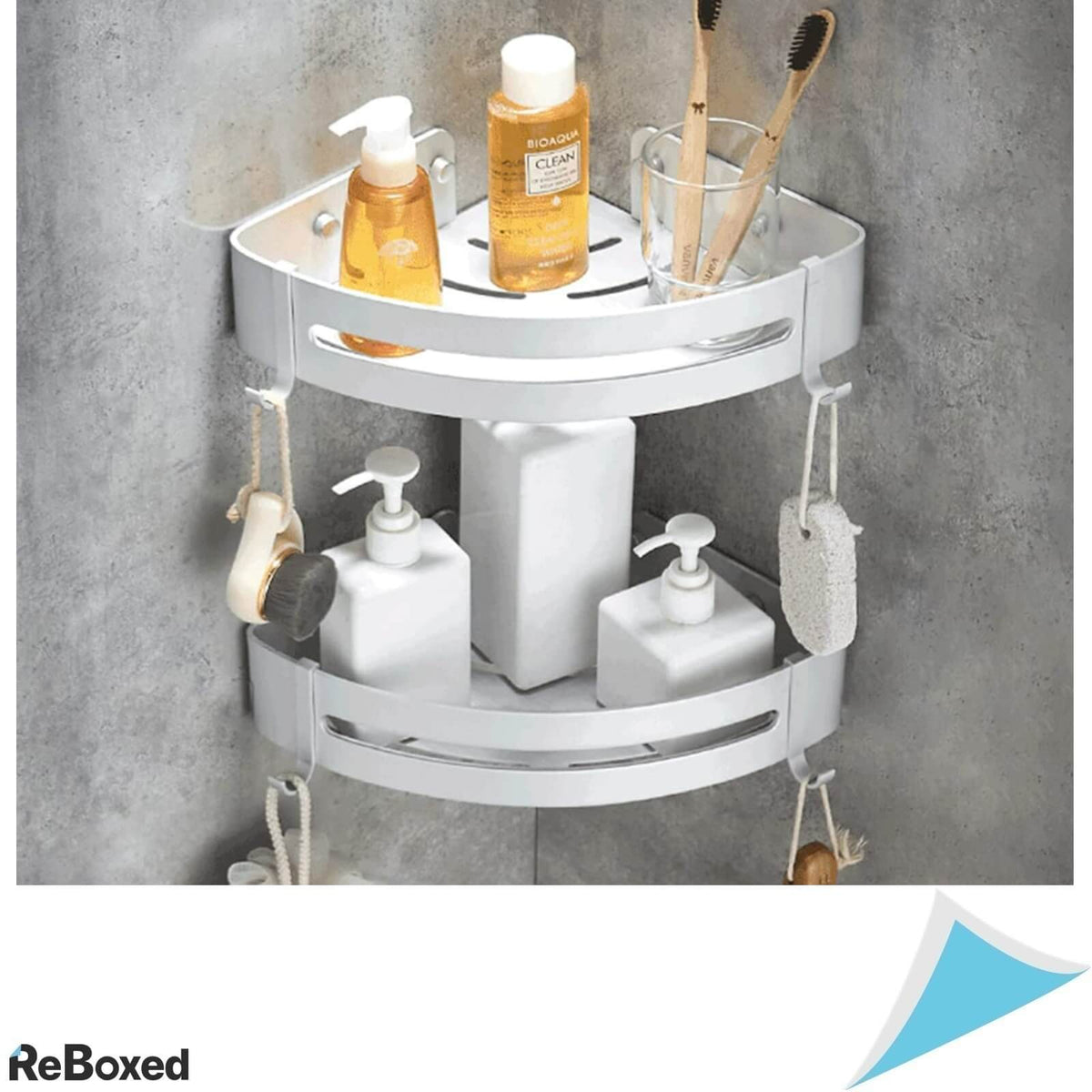 Set 2 Rafturi Organizatoare Metal Baie Dus Otel Lucios SUS304