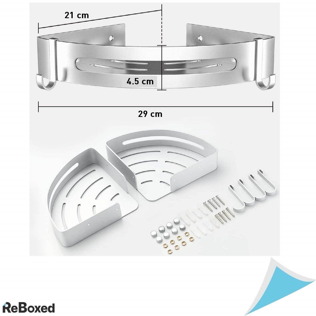 Set 2 Rafturi Organizatoare Metal Baie Dus Otel Lucios SUS304