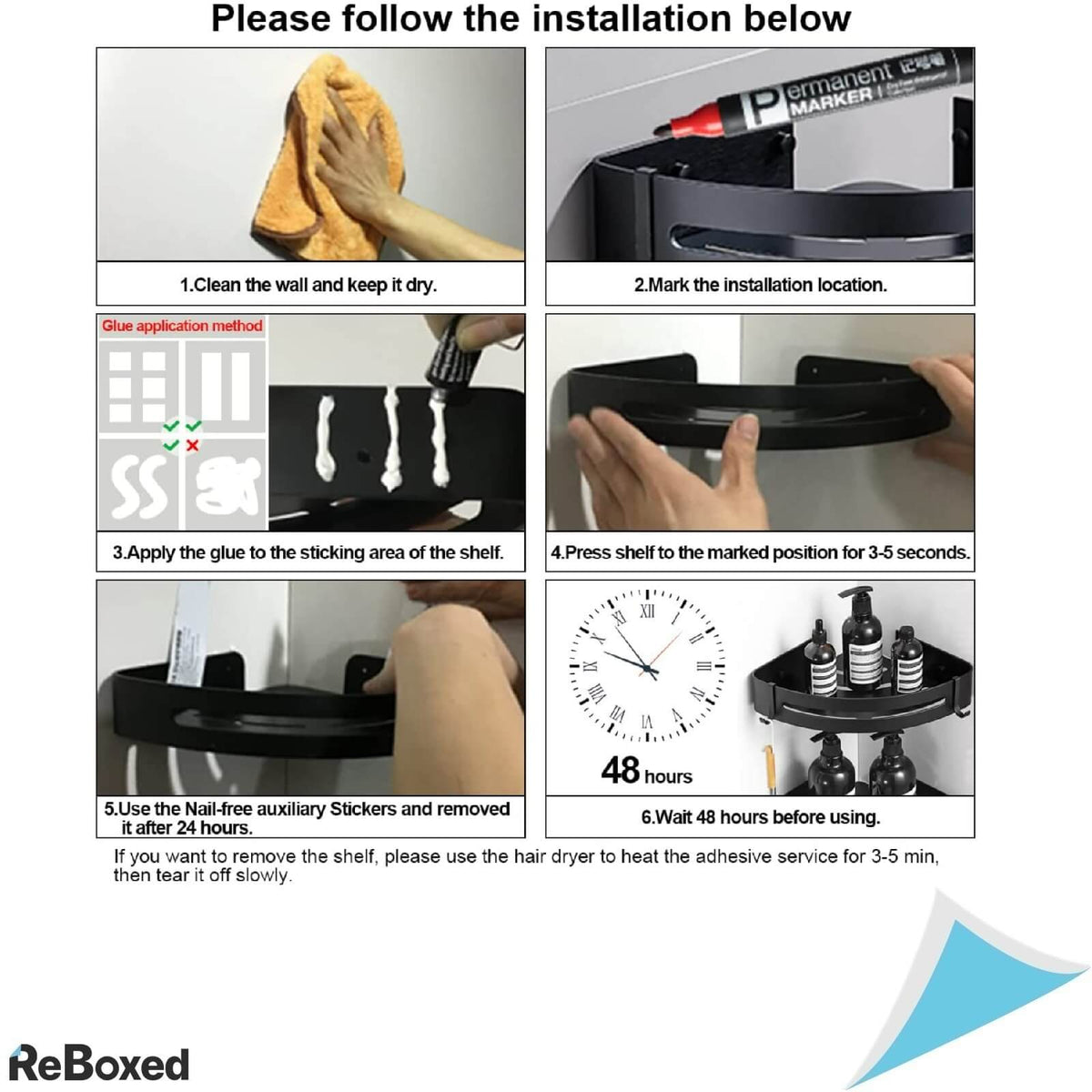 Set 2 Rafturi Organizatoare Metal Baie Dus Otel Lucios SUS304