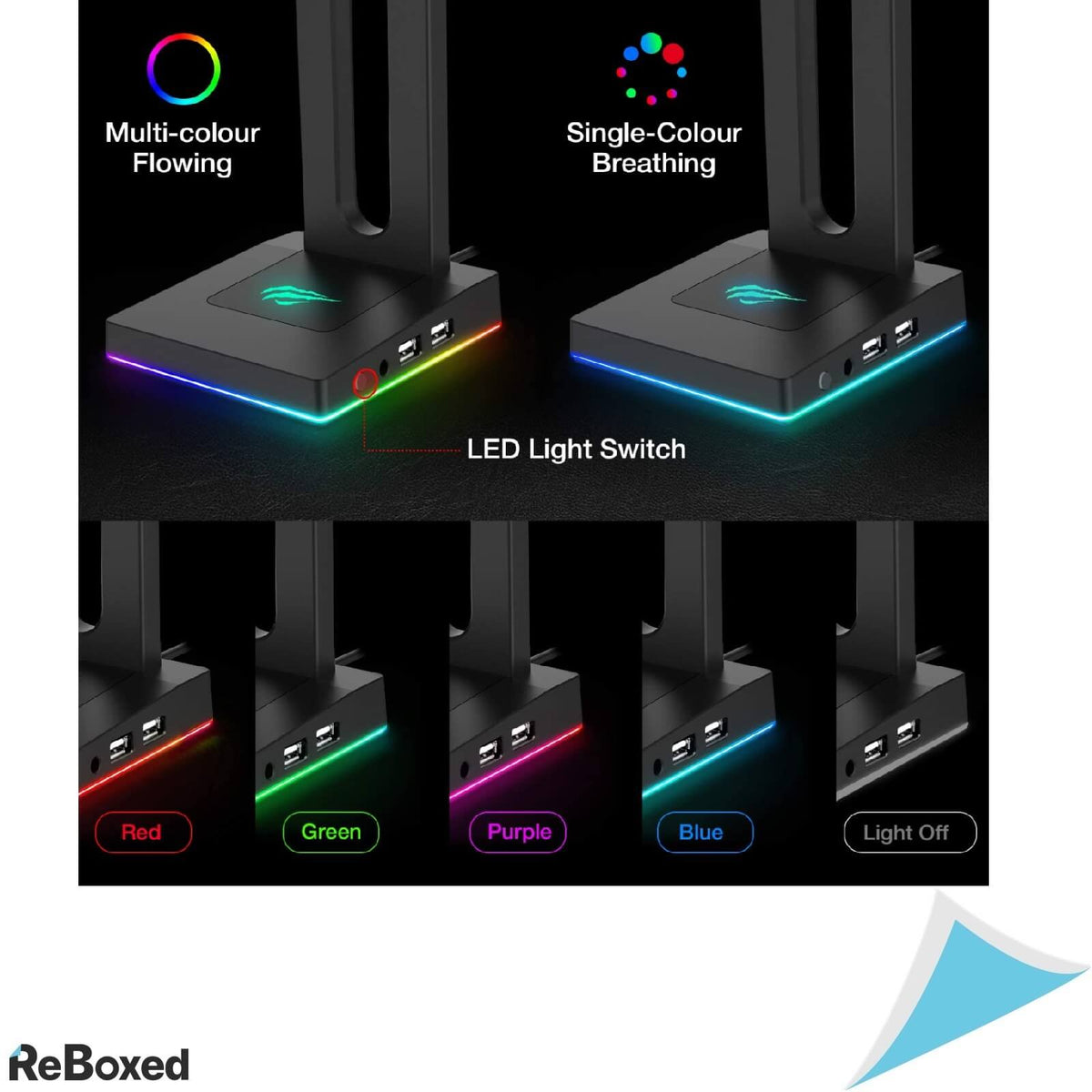 Havit RGB Suport Casca Gaming cu 2 Porturi USB si Iluminare
