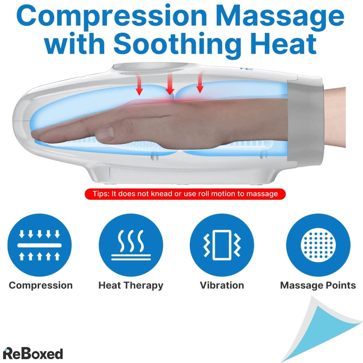 Renpho Aparat Masaj pentru Mana Caldura Compresie 6 Moduri Alb