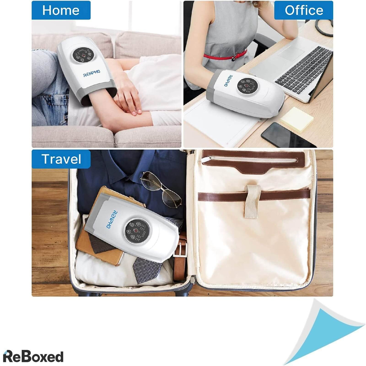 Renpho Aparat Masaj pentru Mana Caldura Compresie 6 Moduri Alb