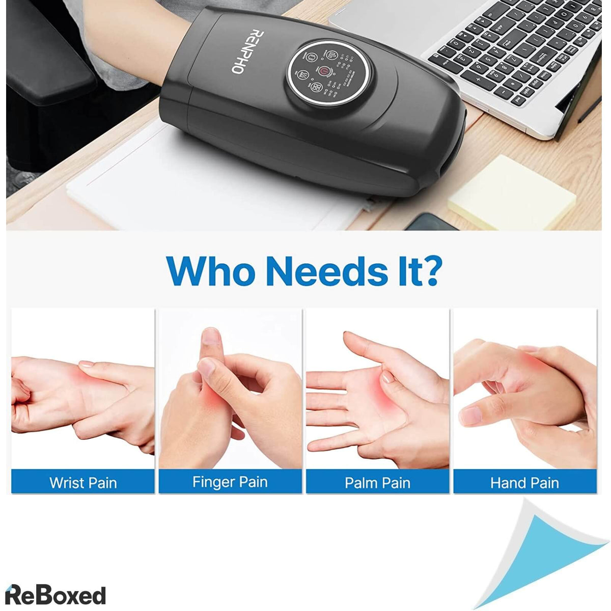 Renpho Aparat de Masaj pentru Mana Caldura Compresie 6 Moduri