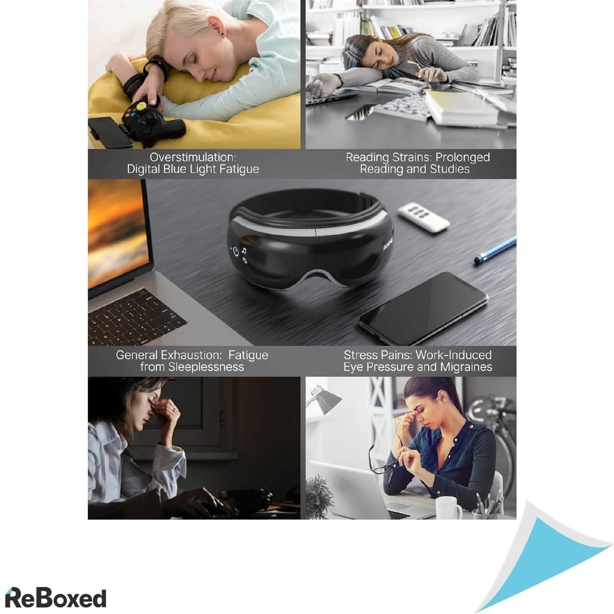 RENPHO Aparat Masaj Ochi Bluetooth Incalzire Telecomanda Negru