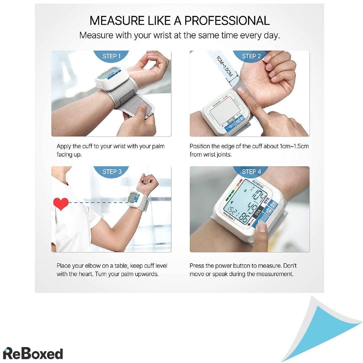 Renpho Aparat de Tensiune Arteriala de Incheietura Asistent Vocal