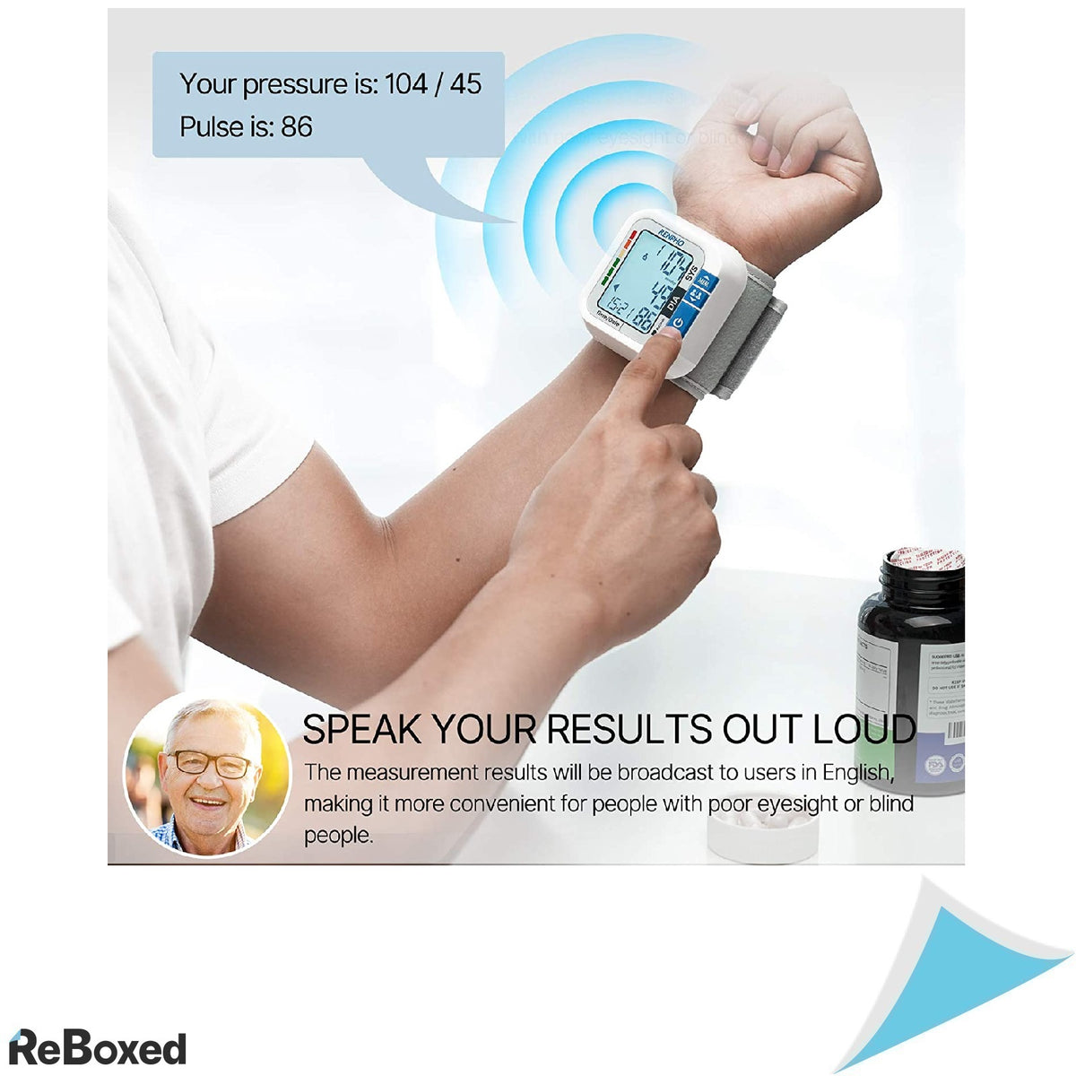 Renpho Aparat de Tensiune Arteriala de Incheietura Asistent Vocal