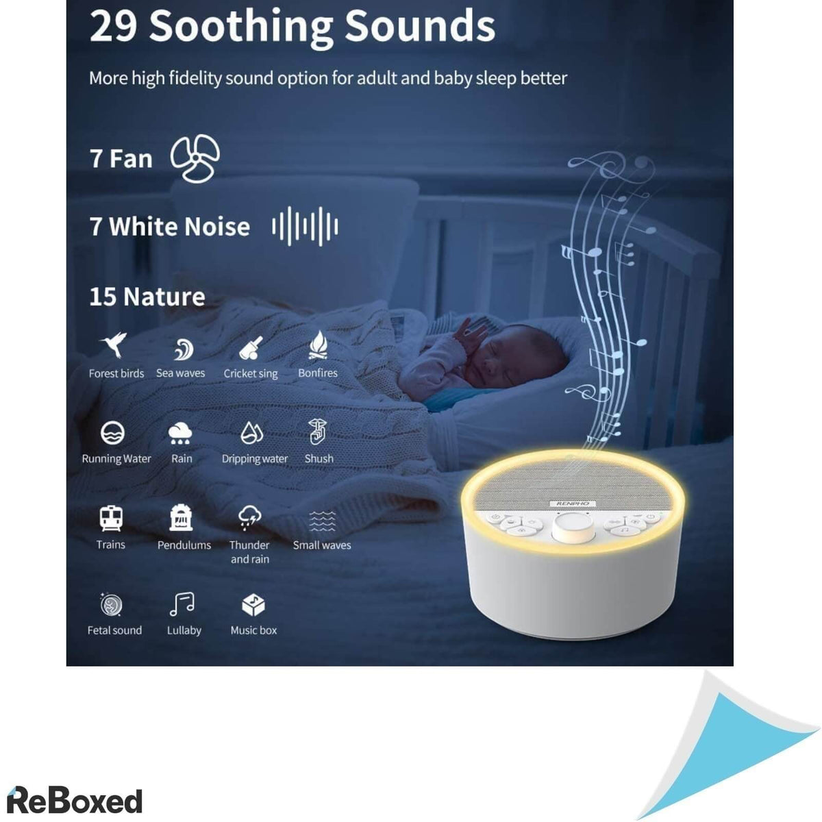 Renpho Generator de Zgomot Alb 8 Lumini 29 Sunete Linistitoare