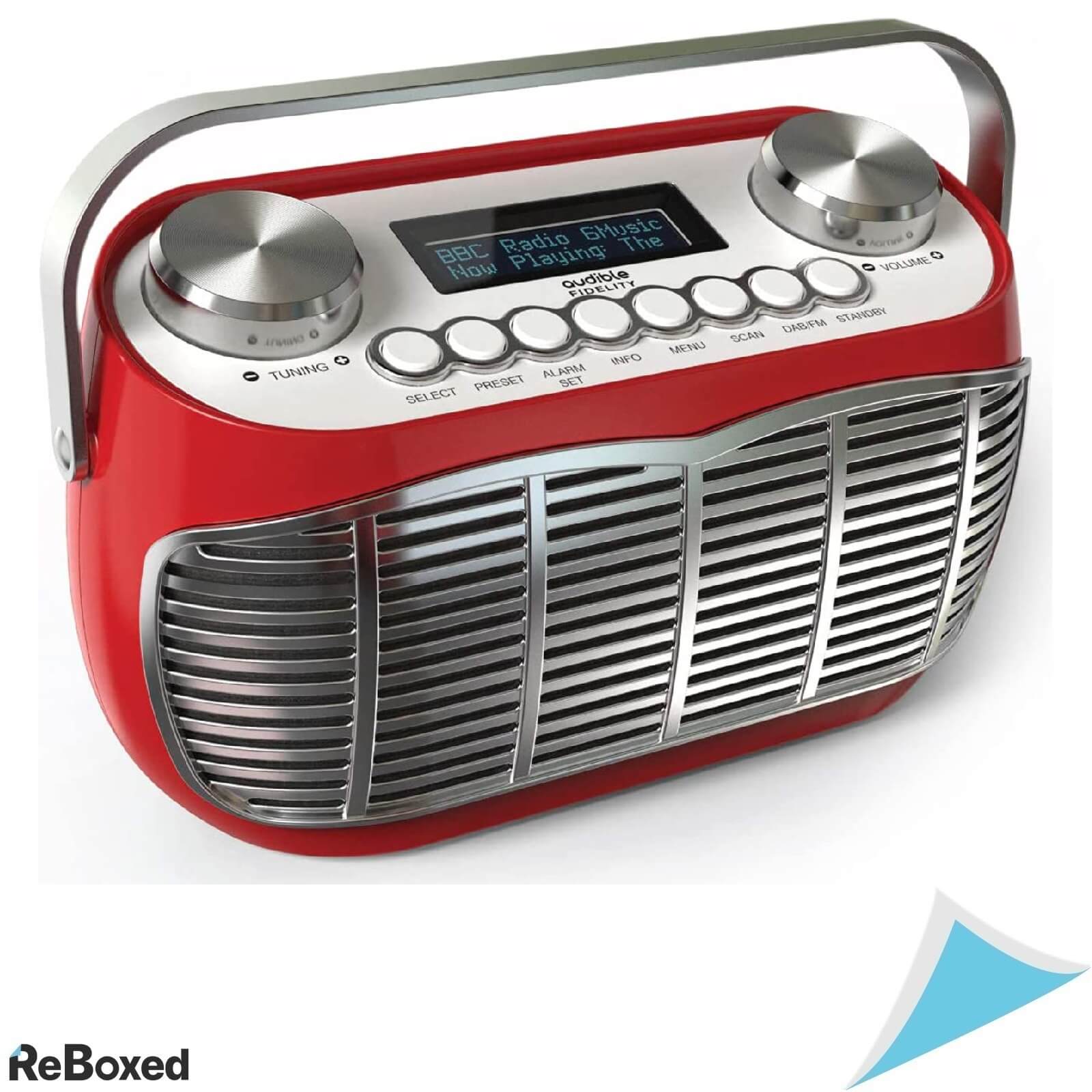 Audible Fidelity FM Radio Vintage Afisaj LCD Difuzoare 3W Rosu