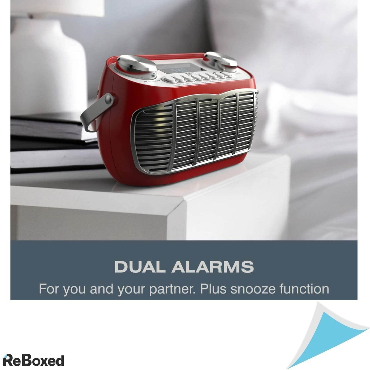 Audible Fidelity FM Radio Vintage Afisaj LCD Difuzoare 3W Rosu