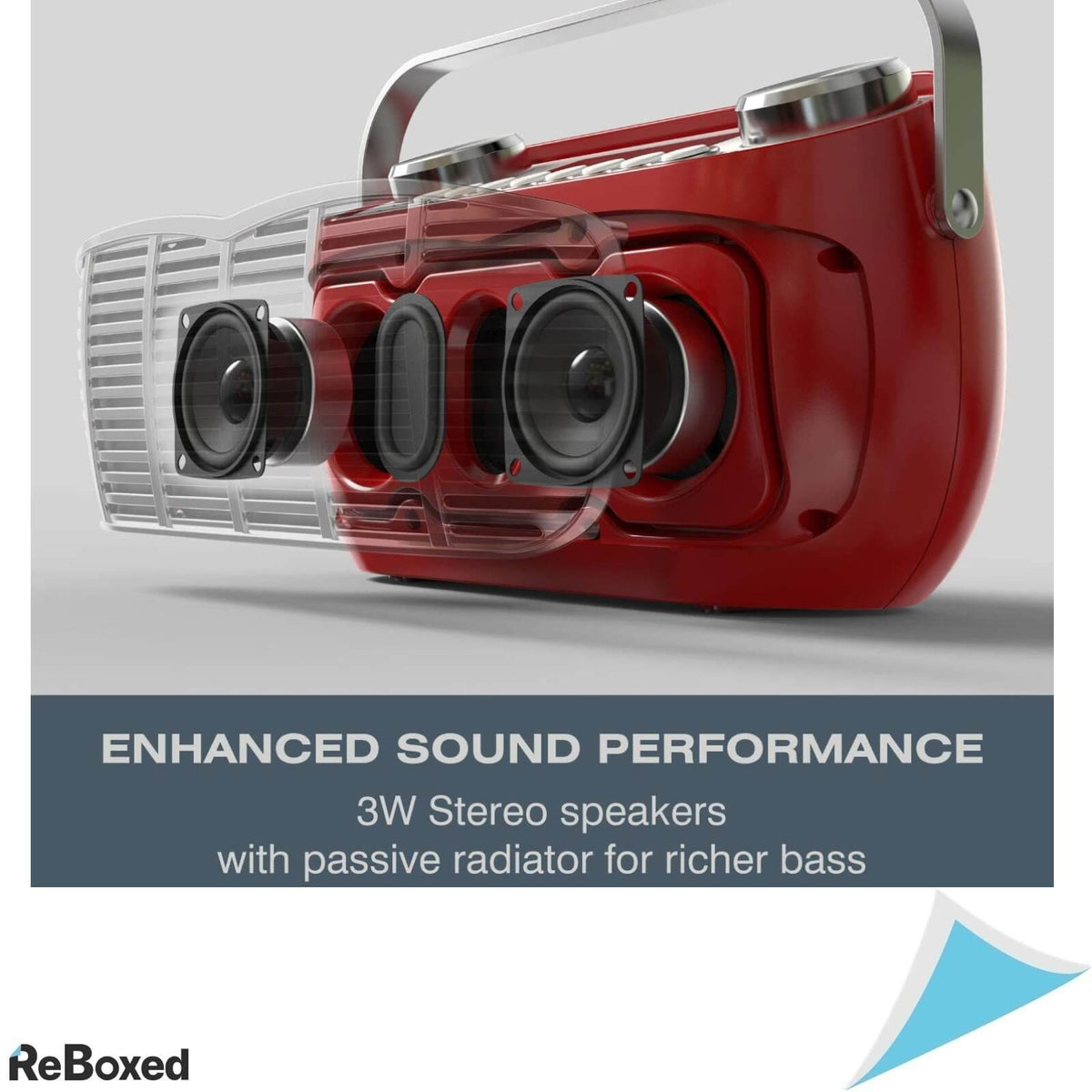 Audible Fidelity FM Radio Vintage Afisaj LCD Difuzoare 3W Rosu