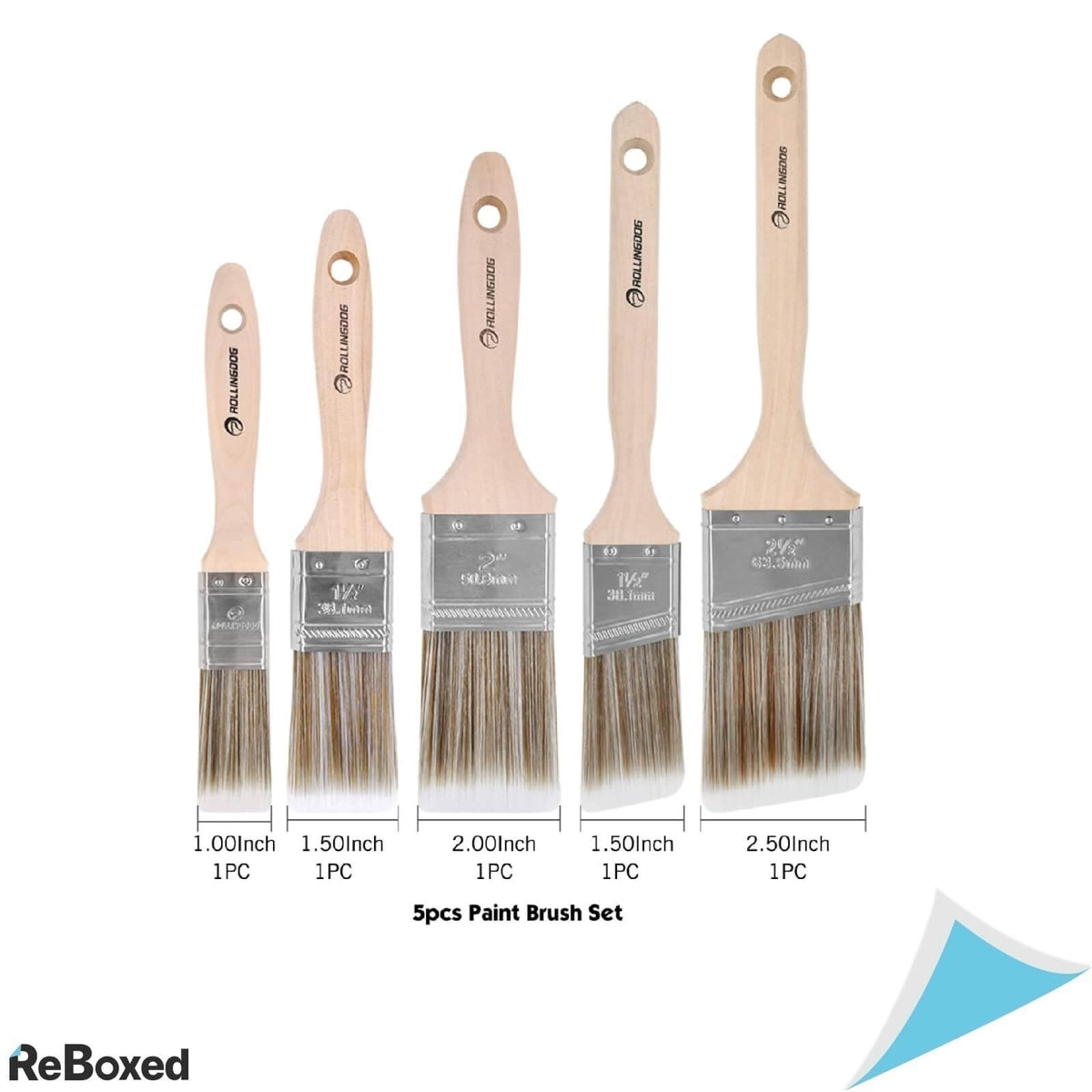 Rollingdog W1000 Set de 5 Pensule Drepte si Unghiulare Vopsea Latex