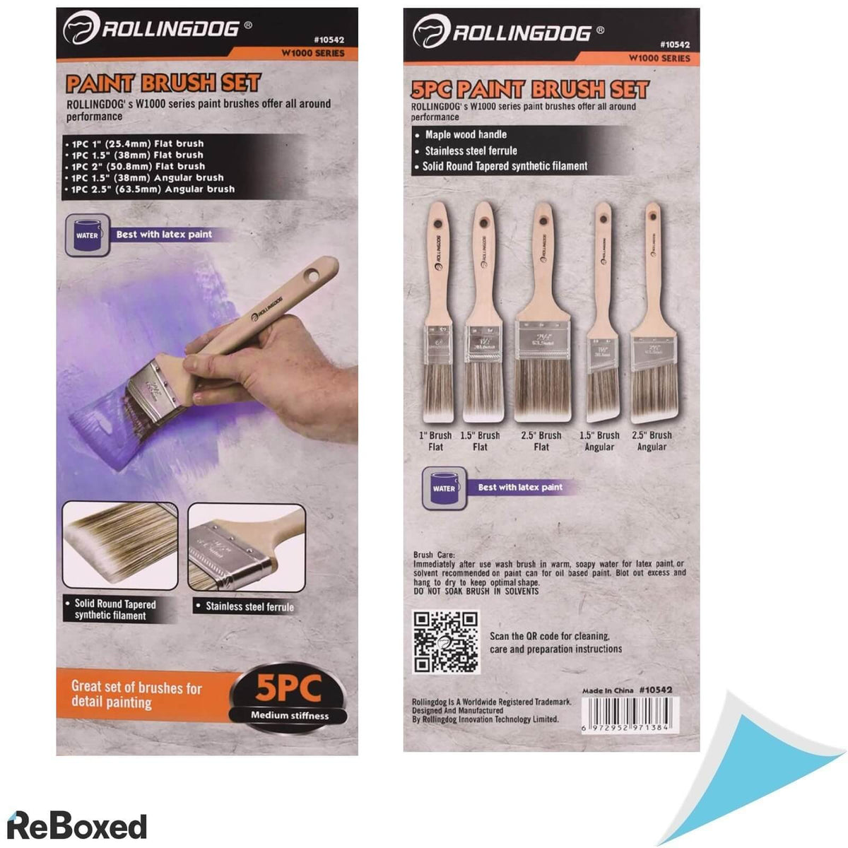 Rollingdog W1000 Set de 5 Pensule Drepte si Unghiulare Vopsea Latex