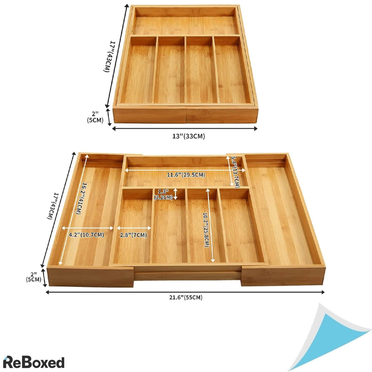 Sertar Tava Organizator Reglabil din Bambus pentru Tacamuri