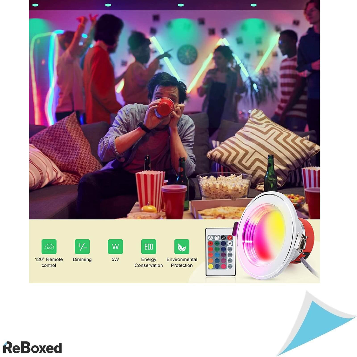 Set 10 Becuri LED 5W RGB cu Telecomanda Montaj Ingropat