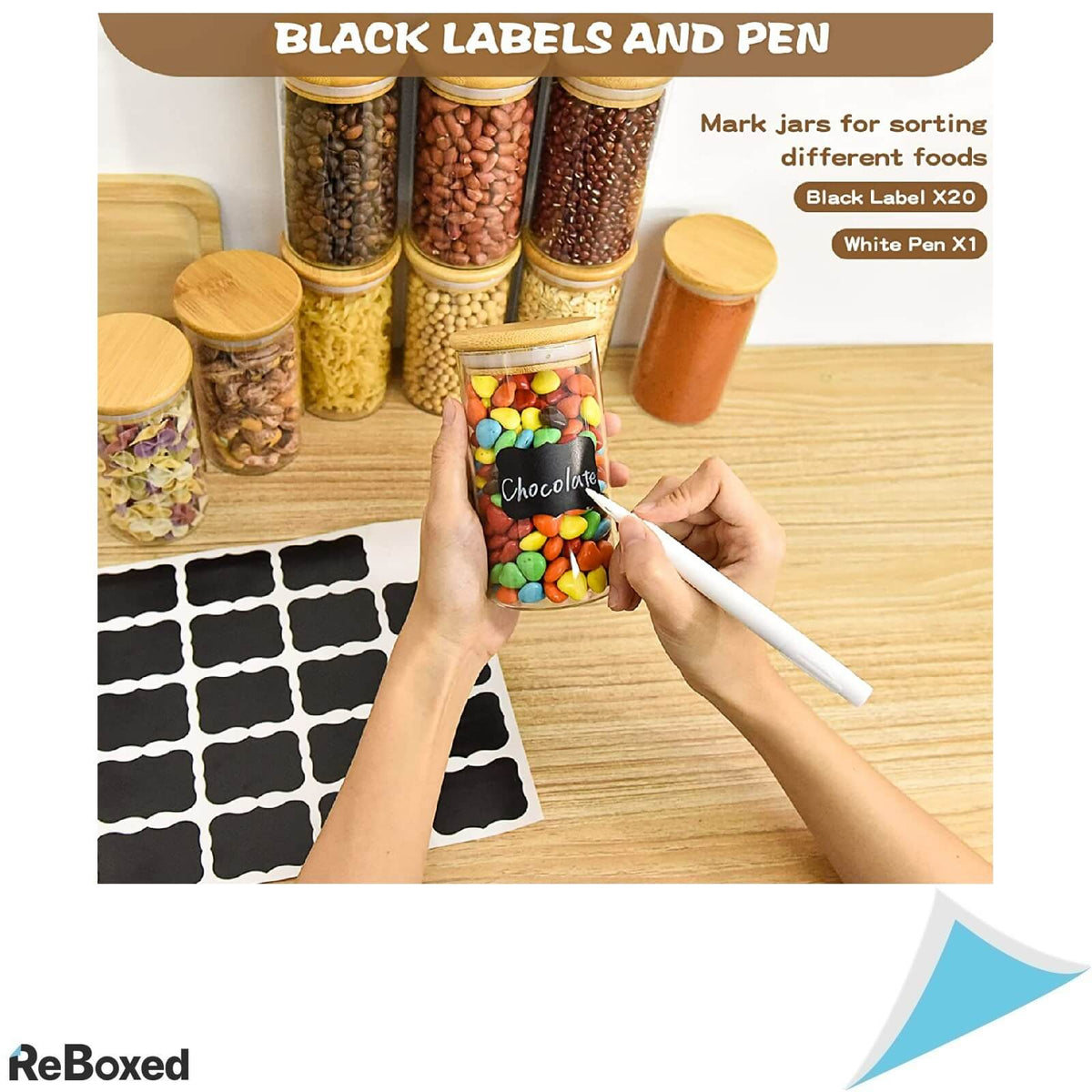 Set 10 Recipiente 350ml Sticla si Capac Ermetic din Bambus