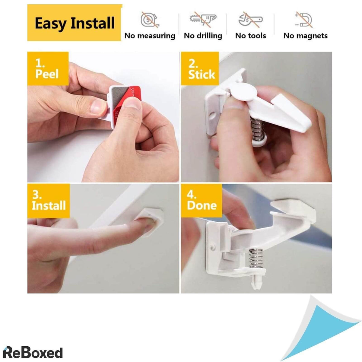 Set 12 Incuietori Dulapuri Sertare Adezive Siguranta Copii