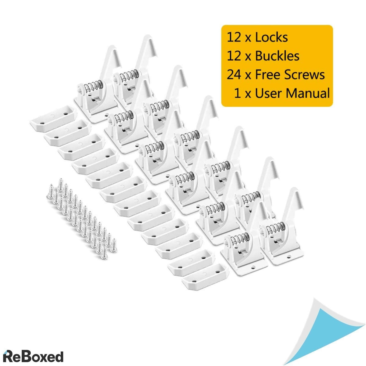 Set 12 Incuietori Dulapuri Sertare Adezive Siguranta Copii